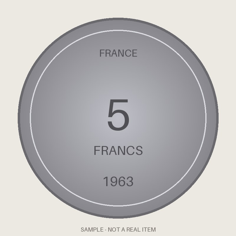 France 5 Francs Coin, 1963, KM-889, XF