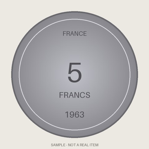 France 5 Francs Coin, 1963, KM-889, XF