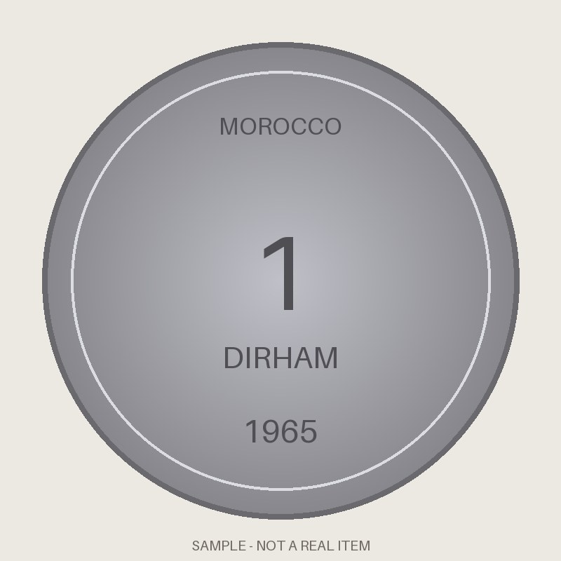 Morocco 1 Dirham Coin, 1965, Y-56, VF